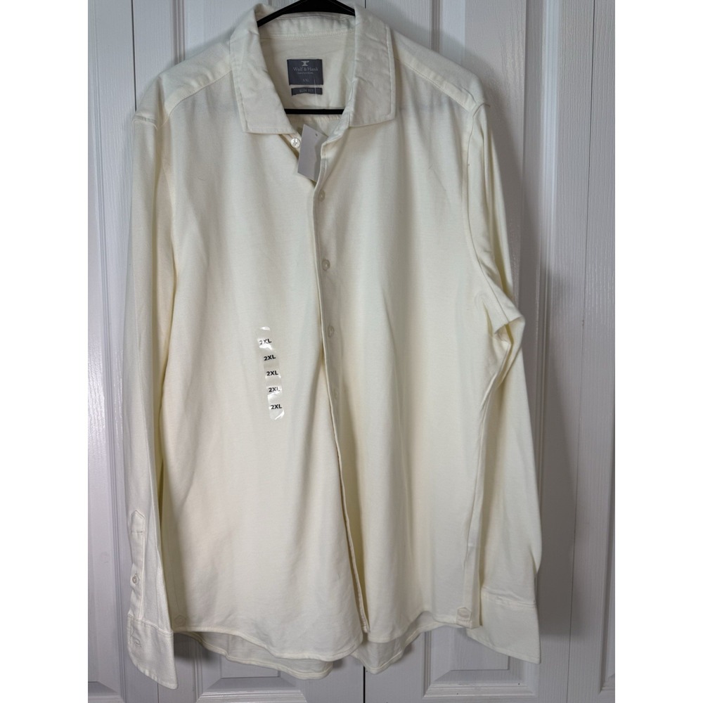 Men's Wolf & Hank Amsterdam Dress Shirt 2XL Slim Fit Long Sleeve Cream White NWT